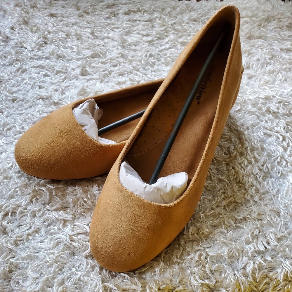 Comfortview Suede Ballet Flat Shoes Size 8